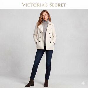 Victoria's Secret Winter White Double-Breasted Wool Peacoat